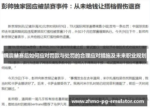 魏震禁赛后如何应对罚款与处罚的合理应对措施及未来职业规划